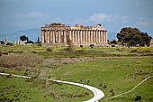 Selinunte the temple hill. Distant view with Temple E in far distance 